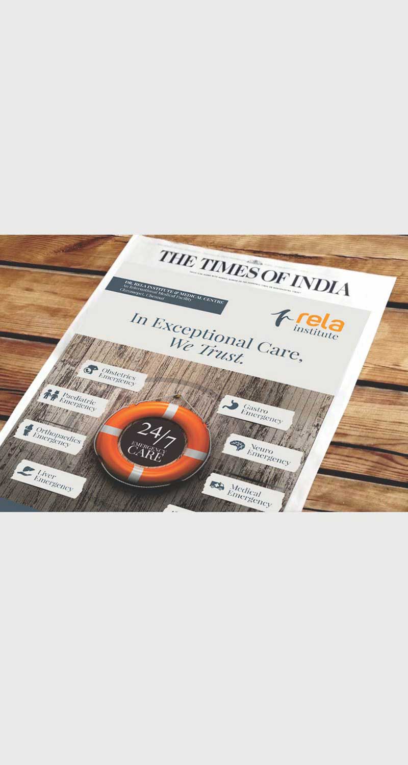 Newspaper Advertising Design for Multispeciality Hospital - Rela Institute
			