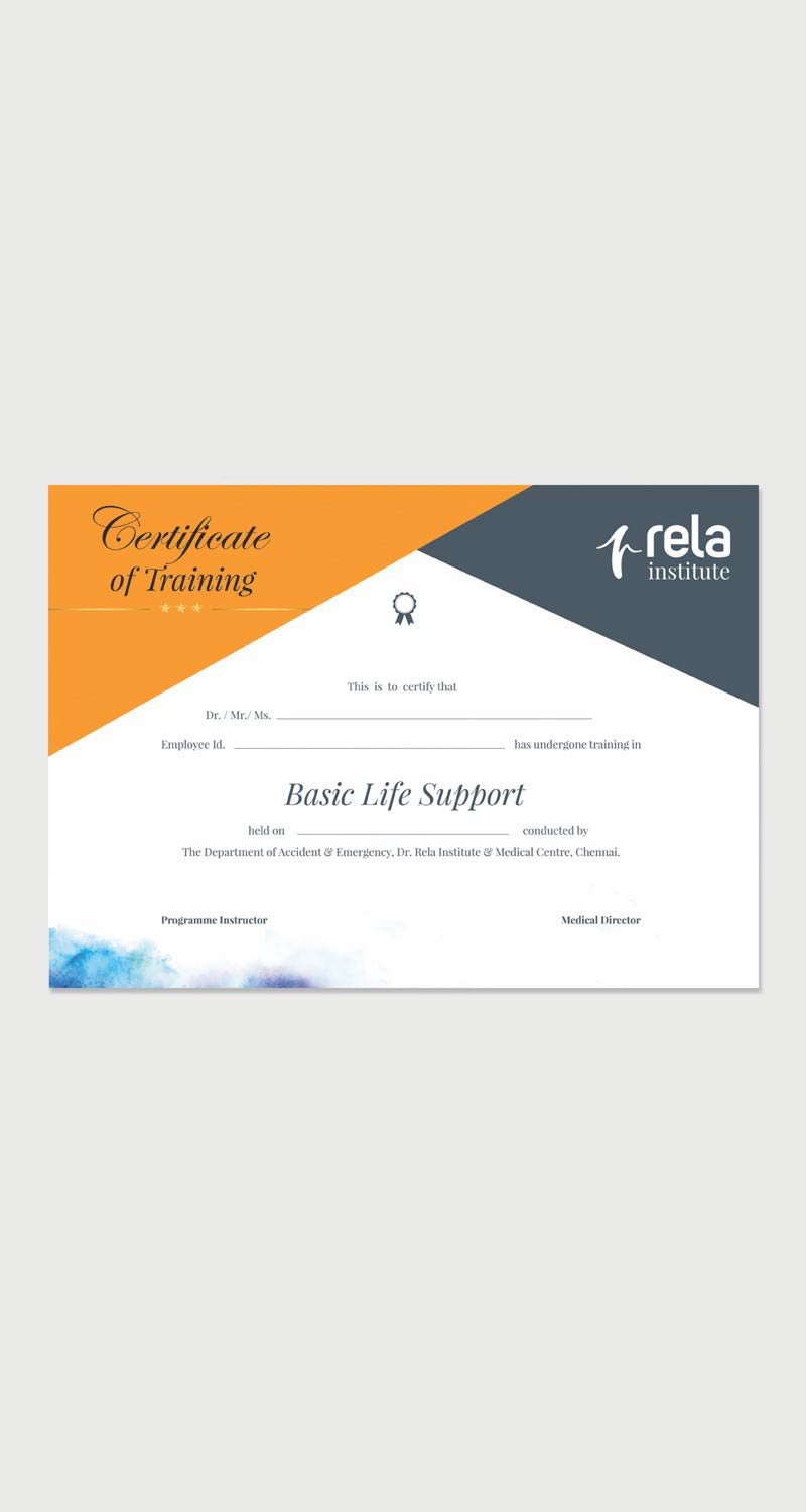 Training Certificate Design - Rela Hospital Chennai
    